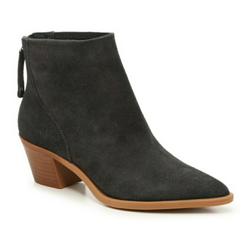 Dolce Vita Sarra charcoal gray Suede LEATHER Pointed Toe Ankle Bootie size 7.5